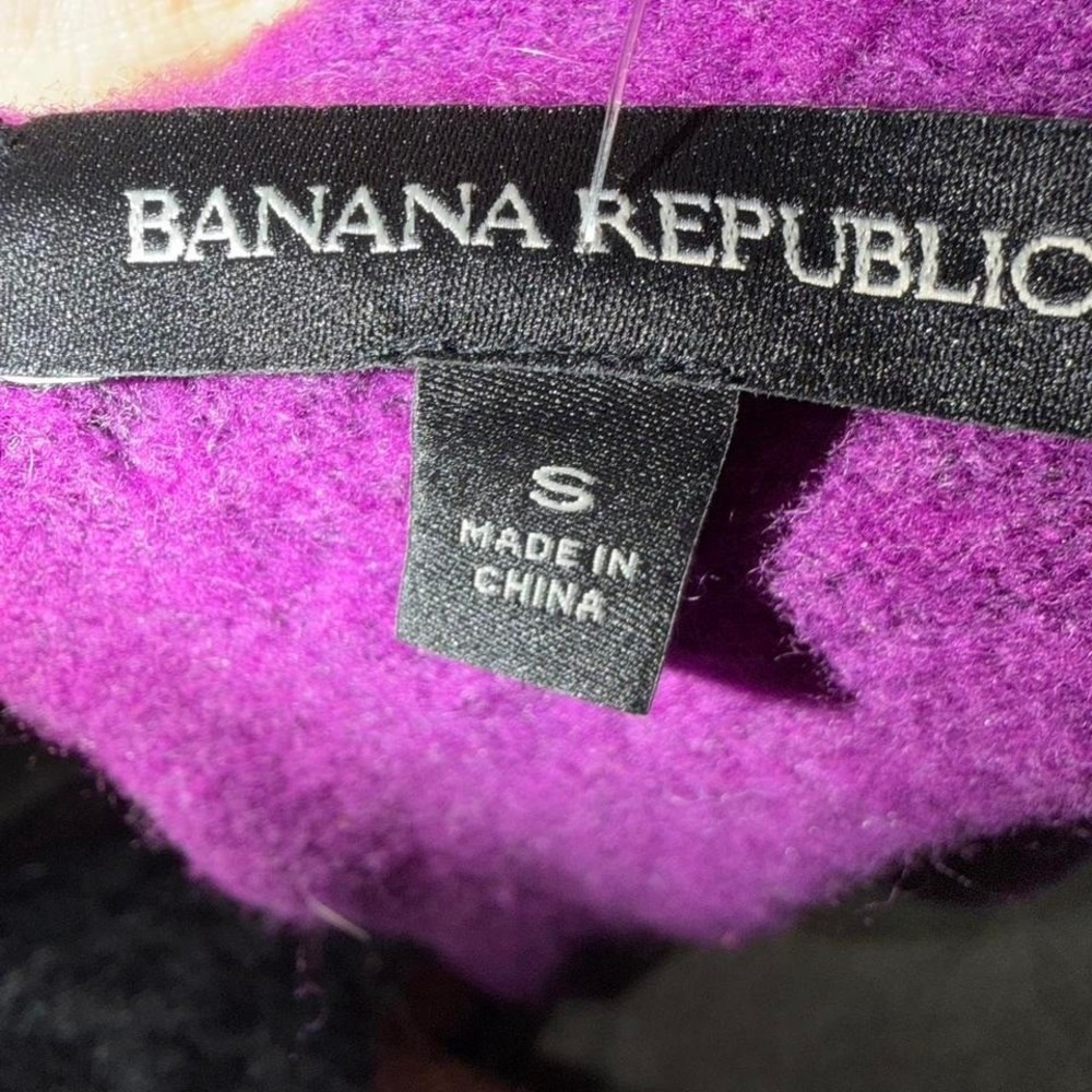 Banana Republic Purple Wool Blend Long Open Cardigan Sweater Small Pockets - Picture 2 of 7
